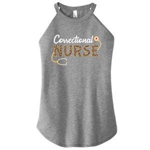 Correctional Nurse Leopard Print Stethoscope Heart Nursing Gift Women's Perfect Tri Rocker Tank