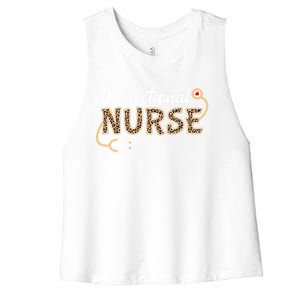 Correctional Nurse Leopard Print Stethoscope Heart Nursing Gift Women's Racerback Cropped Tank