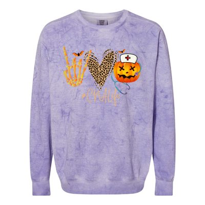 Cna Nurse Life Pumpkin Leopard Spooky Halloween Classic Gift Colorblast Crewneck Sweatshirt