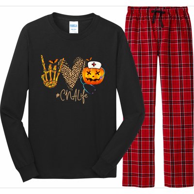 Cna Nurse Life Pumpkin Leopard Spooky Halloween Classic Gift Long Sleeve Pajama Set