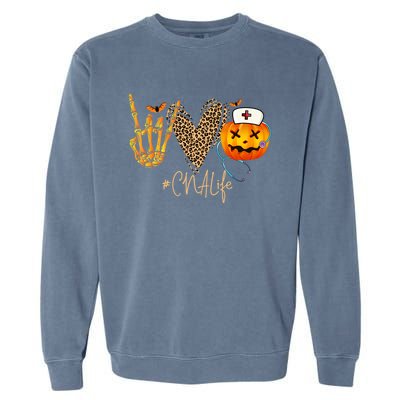 Cna Nurse Life Pumpkin Leopard Spooky Halloween Classic Gift Garment-Dyed Sweatshirt