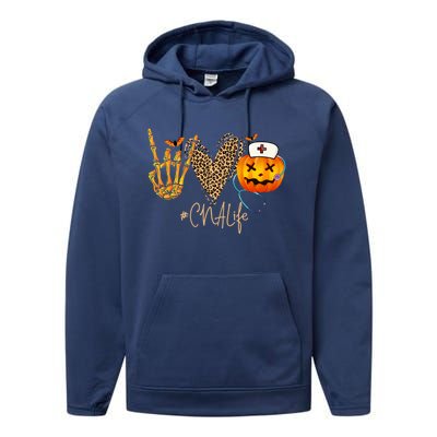 Cna Nurse Life Pumpkin Leopard Spooky Halloween Classic Gift Performance Fleece Hoodie