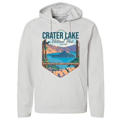 Camper Nature Lover Camping Hiking Crater Lake National Park Performance Fleece Hoodie