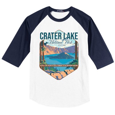 Camper Nature Lover Camping Hiking Crater Lake National Park Baseball Sleeve Shirt