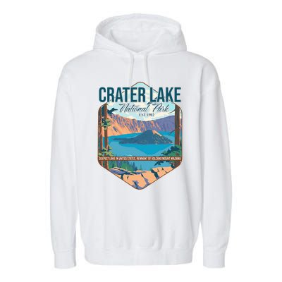 Camper Nature Lover Camping Hiking Crater Lake National Park Garment-Dyed Fleece Hoodie