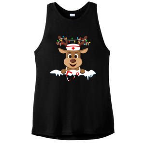 Christmas Nurse Love Nicu Rn Er Santa Reindeer Nurse Hat Elf Ladies PosiCharge Tri-Blend Wicking Tank