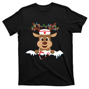 Christmas Nurse Love Nicu Rn Er Santa Reindeer Nurse Hat Elf T-Shirt