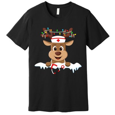 Christmas Nurse Love Nicu Rn Er Santa Reindeer Nurse Hat Elf Premium T-Shirt