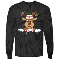 Christmas Nurse Love Nicu Rn Er Santa Reindeer Nurse Hat Elf Tie-Dye Long Sleeve Shirt