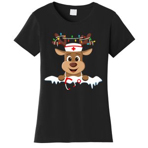 Christmas Nurse Love Nicu Rn Er Santa Reindeer Nurse Hat Elf Women's T-Shirt