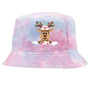 Christmas Nurse Love Nicu Rn Er Santa Reindeer Nurse Hat Elf Tie-Dyed Bucket Hat