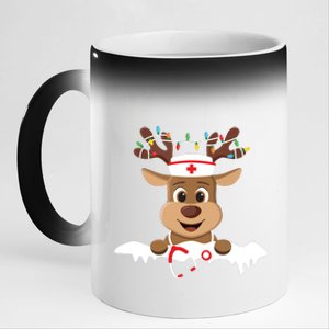 Christmas Nurse Love Nicu Rn Er Santa Reindeer Nurse Hat Elf 11oz Black Color Changing Mug