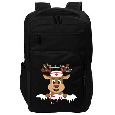 Christmas Nurse Love Nicu Rn Er Santa Reindeer Nurse Hat Elf Impact Tech Backpack