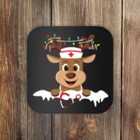 Christmas Nurse Love Nicu Rn Er Santa Reindeer Nurse Hat Elf Coaster