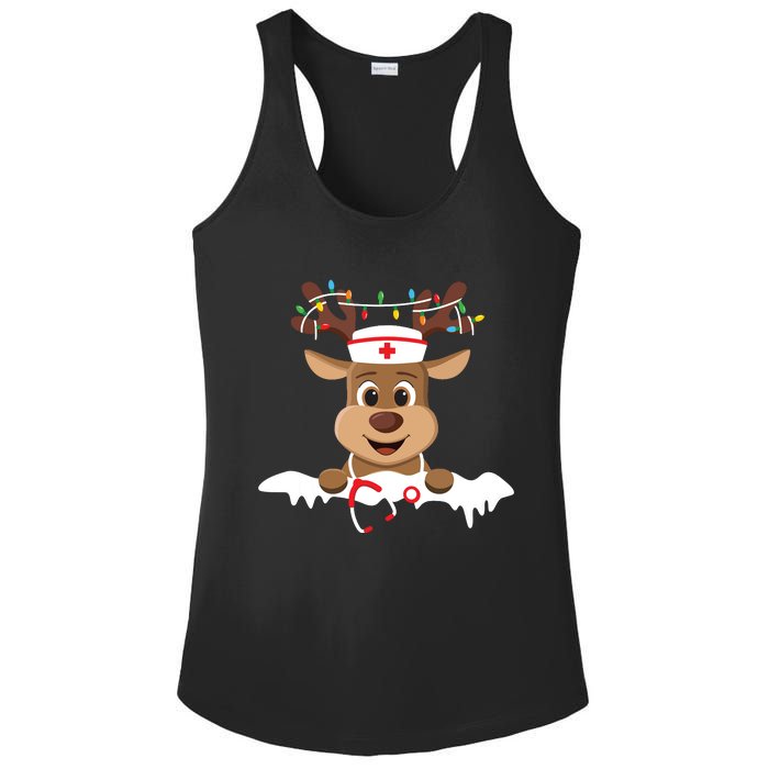 Christmas Nurse Love Nicu Rn Er Santa Reindeer Nurse Hat Elf Ladies PosiCharge Competitor Racerback Tank