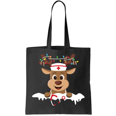 Christmas Nurse Love Nicu Rn Er Santa Reindeer Nurse Hat Elf Tote Bag