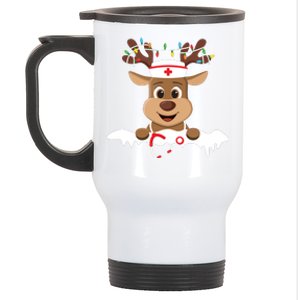 Christmas Nurse Love Nicu Rn Er Santa Reindeer Nurse Hat Elf Stainless Steel Travel Mug