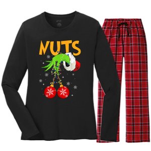 Chest Nuts Matching Chestnuts Christmas Snow Couples Women's Long Sleeve Flannel Pajama Set 