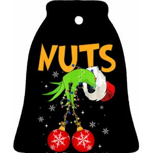 Chest Nuts Matching Chestnuts Christmas Snow Couples Ceramic Bell Ornament