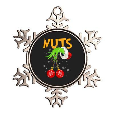 Chest Nuts Matching Chestnuts Christmas Snow Couples Metallic Star Ornament