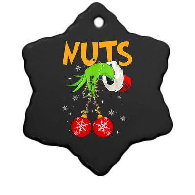 Chest Nuts Matching Chestnuts Christmas Snow Couples Ceramic Star Ornament