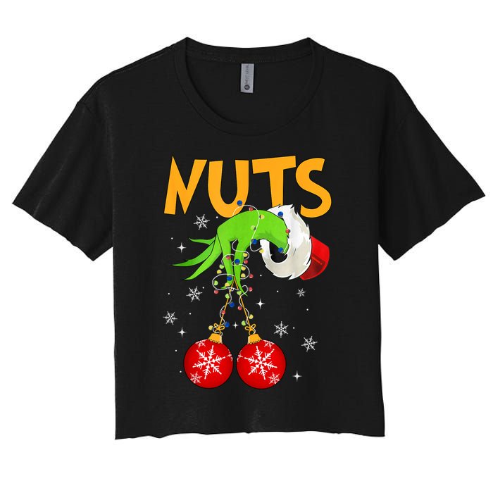 Chest Nuts Matching Chestnuts Christmas Snow Couples Women's Crop Top Tee