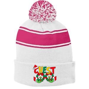 Chest Nuts Matching Chestnuts Funny Christmas Couples Nuts Stripe Pom Pom Beanie