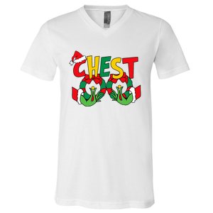 Chest Nuts Matching Chestnuts Funny Christmas Couples Nuts V-Neck T-Shirt