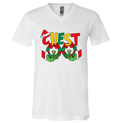 Chest Nuts Matching Chestnuts Funny Christmas Couples Nuts V-Neck T-Shirt