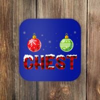 Chest Nuts Matching Chestnuts Funny Christmas Couples Chest Coaster