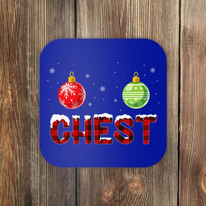 Chest Nuts Matching Chestnuts Funny Christmas Couples Chest Coaster