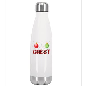 Chest Nuts Matching Chestnuts Funny Christmas Couples Chest Stainless Steel Insulated Water Bottle