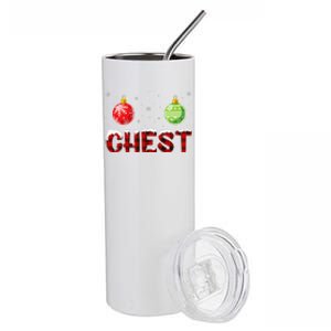 Chest Nuts Matching Chestnuts Funny Christmas Couples Chest Stainless Steel Tumbler