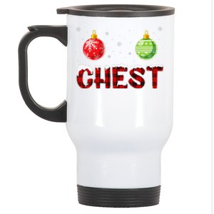 Chest Nuts Matching Chestnuts Funny Christmas Couples Chest Stainless Steel Travel Mug