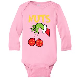 Chest Nuts Matching Chestnuts Funny Christmas Couples Nuts Baby Long Sleeve Bodysuit