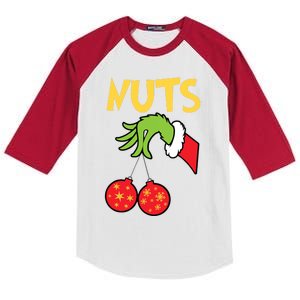 Chest Nuts Matching Chestnuts Funny Christmas Couples Nuts Kids Colorblock Raglan Jersey