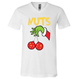 Chest Nuts Matching Chestnuts Funny Christmas Couples Nuts V-Neck T-Shirt