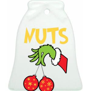 Chest Nuts Matching Chestnuts Funny Christmas Couples Nuts Ceramic Bell Ornament