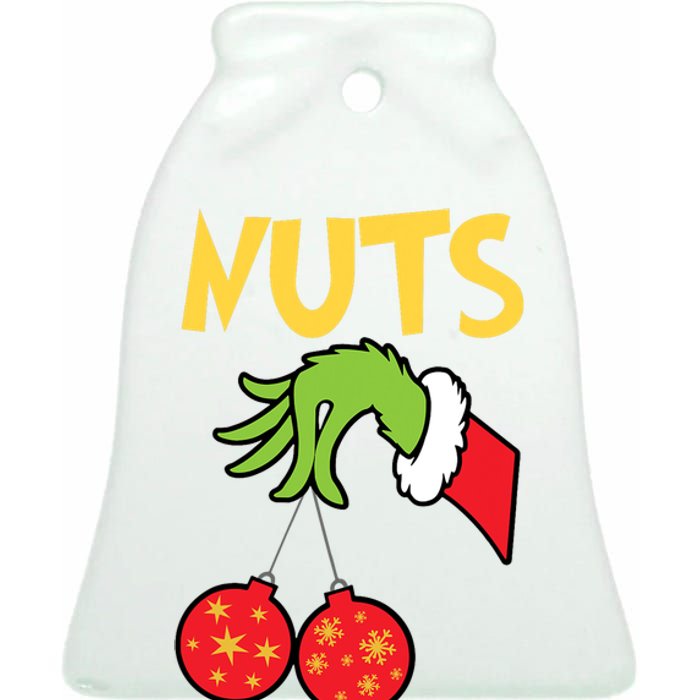 Chest Nuts Matching Chestnuts Funny Christmas Couples Nuts Ceramic Bell Ornament