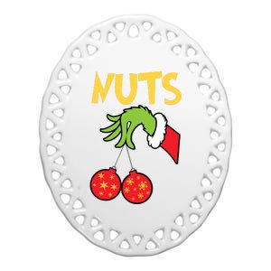 Chest Nuts Matching Chestnuts Funny Christmas Couples Nuts Ceramic Oval Ornament