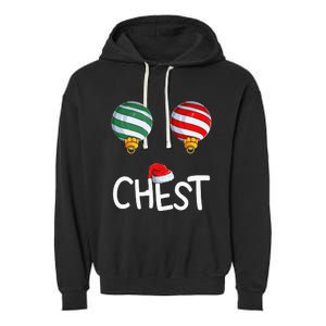 Chest Nuts Matching Funny Christmas Couples Chestnuts Chest Garment-Dyed Fleece Hoodie