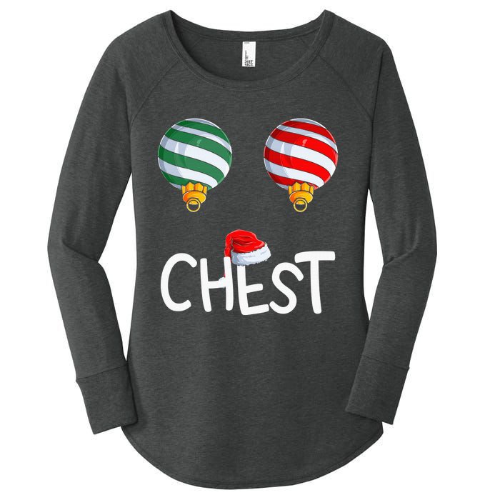 Chest Nuts Matching Funny Christmas Couples Chestnuts Chest Women's Perfect Tri Tunic Long Sleeve Shirt