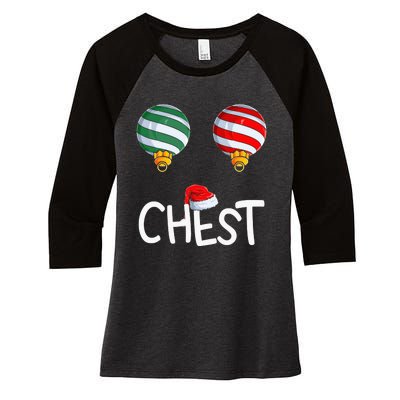 Chest Nuts Matching Funny Christmas Couples Chestnuts Chest Women's Tri-Blend 3/4-Sleeve Raglan Shirt