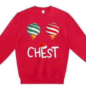 Chest Nuts Matching Funny Christmas Couples Chestnuts Chest Premium Crewneck Sweatshirt