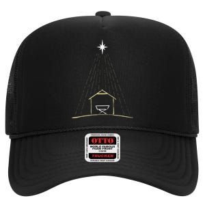 Christmas Nativity Manger High Crown Mesh Back Trucker Hat