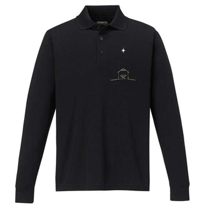 Christmas Nativity Manger Performance Long Sleeve Polo