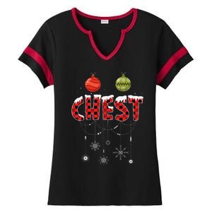 CHEST NUTS Matching Chestnuts Funny Christmas Couples Ladies Halftime Notch Neck Tee