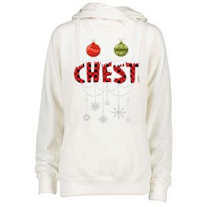 CHEST NUTS Matching Chestnuts Funny Christmas Couples Womens Funnel Neck Pullover Hood