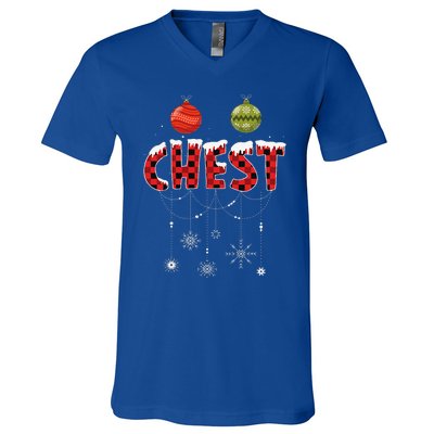 CHEST NUTS Matching Chestnuts Funny Christmas Couples V-Neck T-Shirt