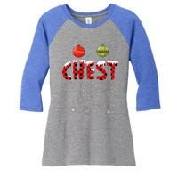 CHEST NUTS Matching Chestnuts Funny Christmas Couples Women's Tri-Blend 3/4-Sleeve Raglan Shirt